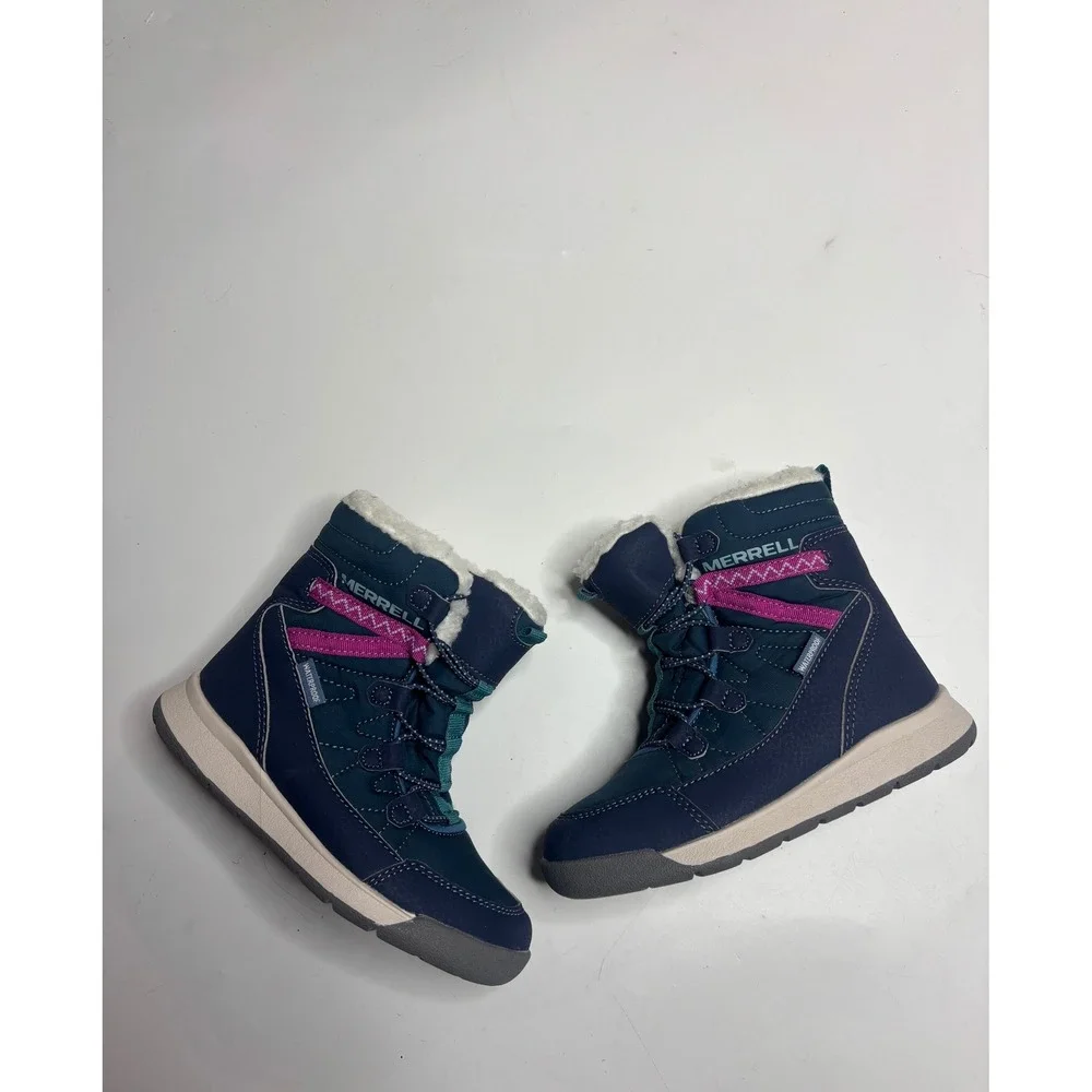 Merrell Snow Quest Lite 2.0 Waterproof Winter Boots Navy Pink Kids Size 11M